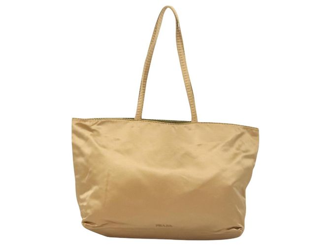 PRADA Borsa Tote Satin Champagne Oro Auth 122170 D'oro - vista 13