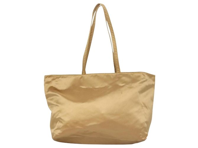 PRADA Borsa Tote Satin Champagne Oro Auth 122170 D'oro - vista 2