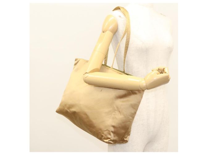 PRADA Borsa Tote Satin Champagne Oro Auth 122170 D'oro - vista 23
