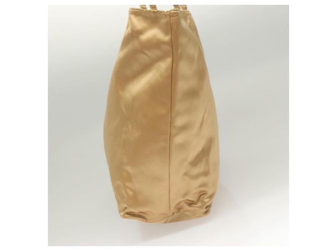 PRADA Borsa Tote Satin Champagne Oro Auth 122170 D'oro - vista 5