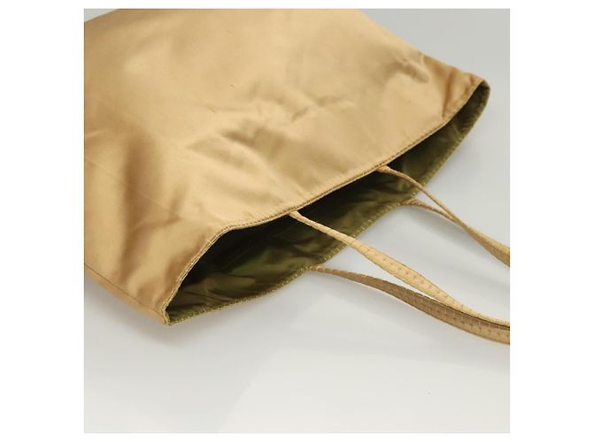 PRADA Borsa Tote Satin Champagne Oro Auth 122170 D'oro - vista 7