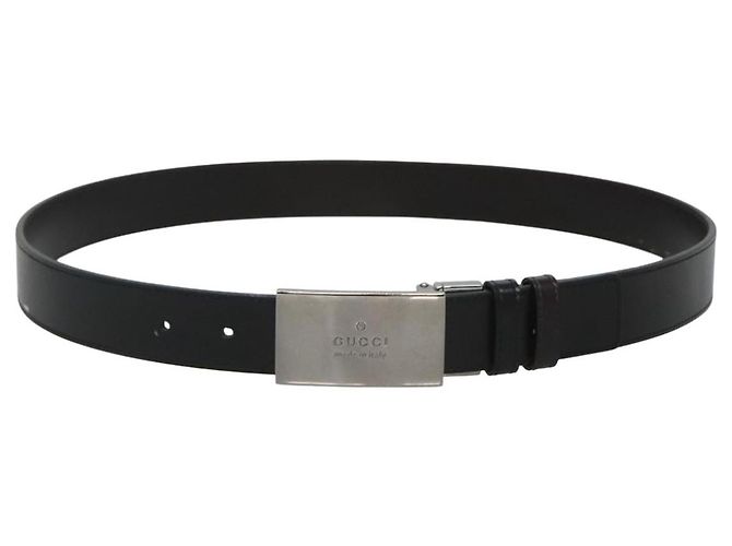 GUCCI Gürtel aus Leder 81,5-34,3"" schwarz silber authentisch bs25928 - Ansicht 2