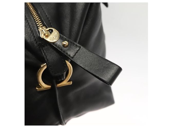 Borsa a tracolla Salvatore Ferragamo Gancini in pelle marrone e oro autentica 124617 - vista 18