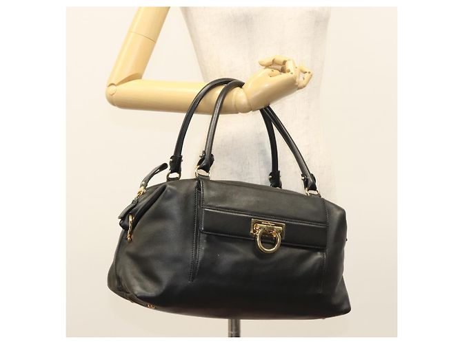 Borsa a tracolla Salvatore Ferragamo Gancini in pelle marrone e oro autentica 124617 - vista 25