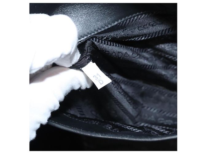 PRADA Borsa a mano in pelle nera e bianca Auth 122125 Nero Bianco - vista 12