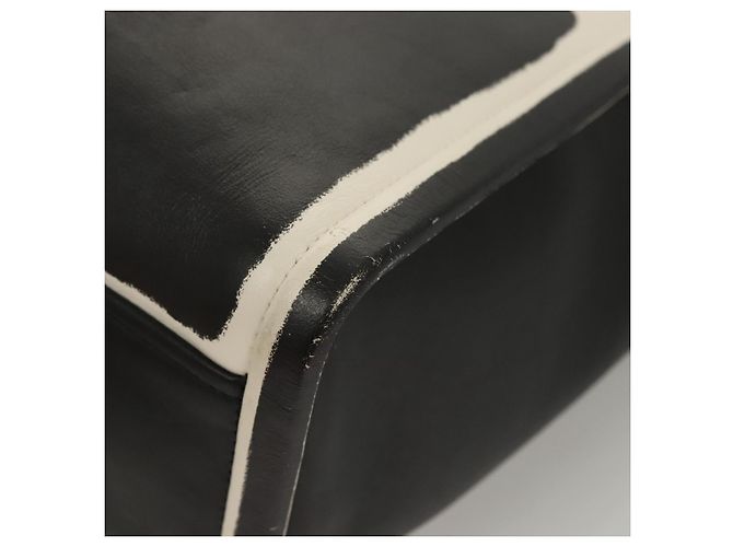 PRADA Borsa a mano in pelle nera e bianca Auth 122125 Nero Bianco - vista 14