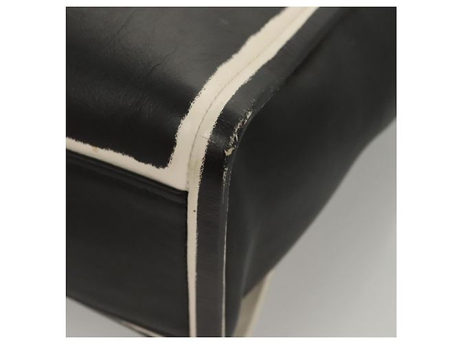 PRADA Borsa a mano in pelle nera e bianca Auth 122125 Nero Bianco - vista 16