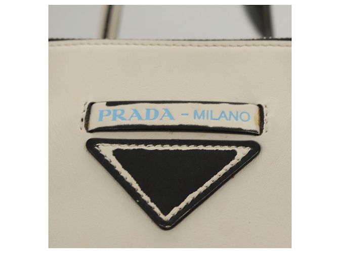 PRADA Borsa a mano in pelle nera e bianca Auth 122125 Nero Bianco - vista 17