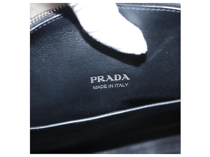 PRADA Borsa a mano in pelle nera e bianca Auth 122125 Nero Bianco - vista 18