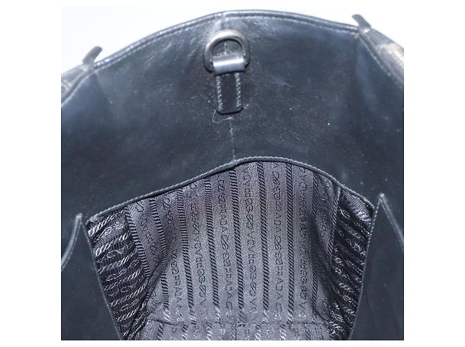 PRADA Borsa a mano in pelle nera e bianca Auth 122125 Nero Bianco - vista 19