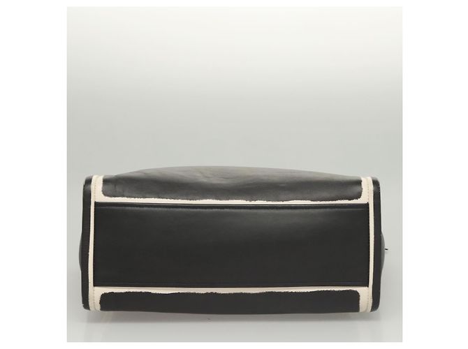 PRADA Borsa a mano in pelle nera e bianca Auth 122125 Nero Bianco - vista 5