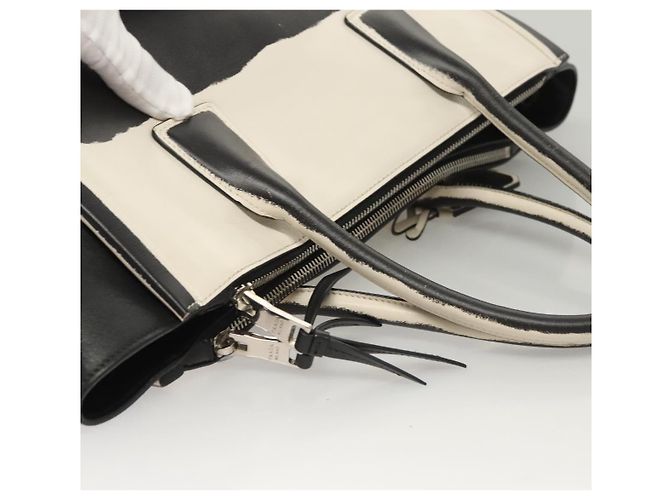 PRADA Borsa a mano in pelle nera e bianca Auth 122125 Nero Bianco - vista 6