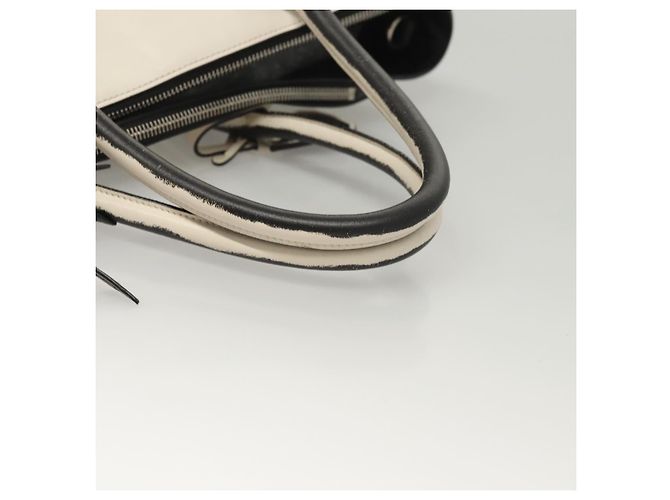 PRADA Borsa a mano in pelle nera e bianca Auth 122125 Nero Bianco - vista 7