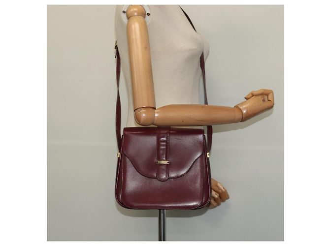 BALLY Borsa a Spalla in Pelle Bordeaux Oro Auth BA1889 D'oro Bordò - vista 22