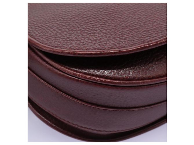 CARTIER Borsa a Spalla Must Line Pelle Bordeaux Oro Auth BA1792 D'oro Bordò - vista 10