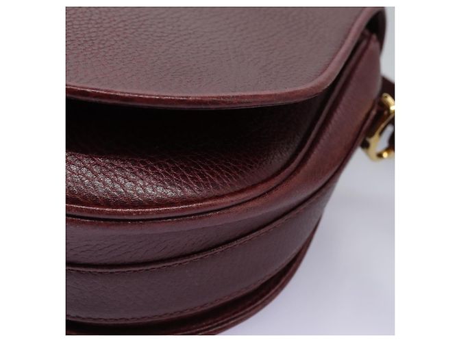 CARTIER Borsa a Spalla Must Line Pelle Bordeaux Oro Auth BA1792 D'oro Bordò - vista 11
