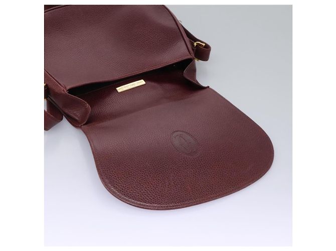 CARTIER Borsa a Spalla Must Line Pelle Bordeaux Oro Auth BA1792 D'oro Bordò - vista 15