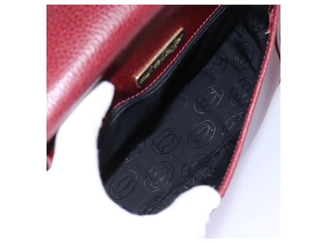 CARTIER Borsa a Spalla Must Line Pelle Bordeaux Oro Auth BA1792 D'oro Bordò - vista 17