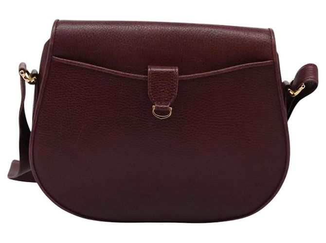 CARTIER Borsa a Spalla Must Line Pelle Bordeaux Oro Auth BA1792 D'oro Bordò - vista 3
