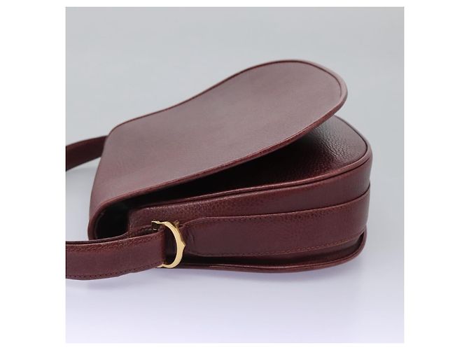 CARTIER Borsa a Spalla Must Line Pelle Bordeaux Oro Auth BA1792 D'oro Bordò - vista 4