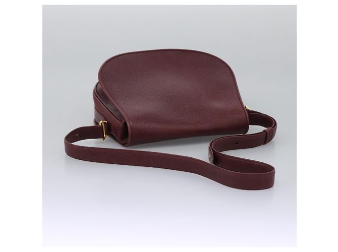 CARTIER Borsa a Spalla Must Line Pelle Bordeaux Oro Auth BA1792 D'oro Bordò - vista 7
