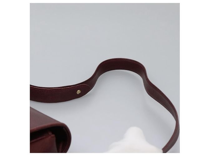 CARTIER Borsa a Spalla Must Line Pelle Bordeaux Oro Auth BA1792 D'oro Bordò - vista 8