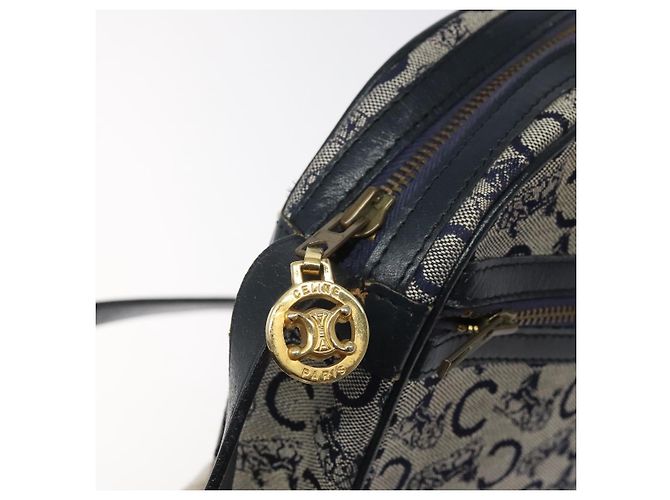 Céline CELINE C Sulky Schultertasche aus Segeltuch in Marineblau und Gold Auth BA1890 Golden - Ansicht 10