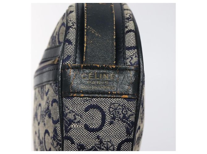 Céline CELINE C Sulky Schultertasche aus Segeltuch in Marineblau und Gold Auth BA1890 Golden - Ansicht 9