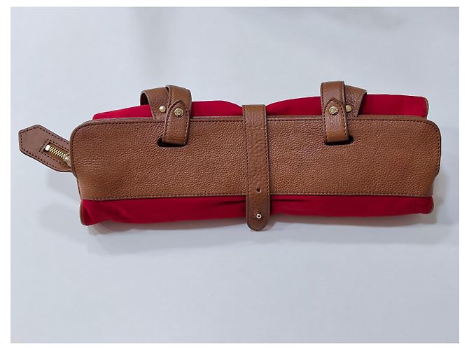 Burberry Canvas Shopper Rot mit Leder in Camel Beige - Ansicht 5