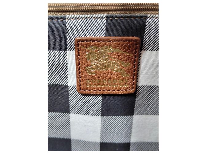 Burberry Canvas Shopper Rot mit Leder in Camel Beige - Ansicht 7