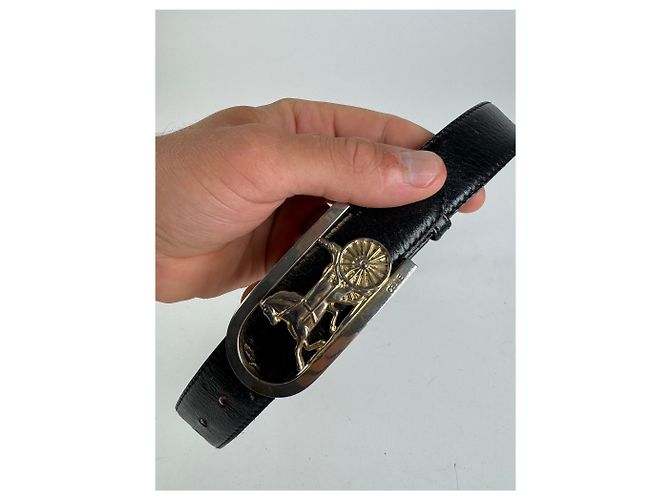 Céline Vintage Celine Leder Gürtel Schwarz Braun - Ansicht 8