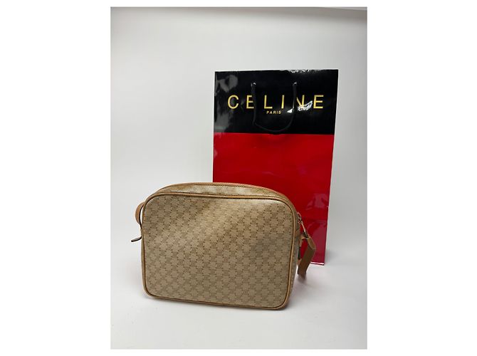 Céline Vintage Celine Monogramm Leder Triomphe Tasche beige - Ansicht 11