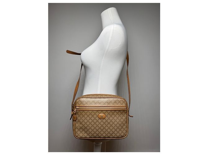 Céline Vintage Celine Monogramm Leder Triomphe Tasche beige - Ansicht 4