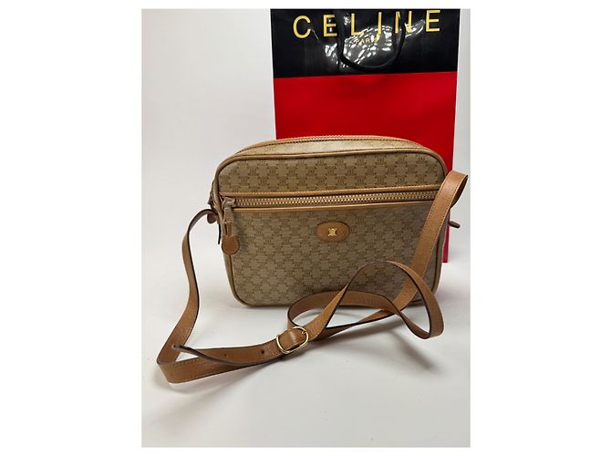 Céline Vintage Celine Monogramm Leder Triomphe Tasche beige - Ansicht 6