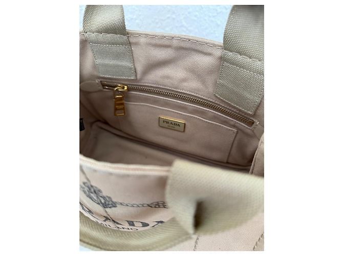 Borsa tote Prada Canapa Camel in tela Cammello - vista 5