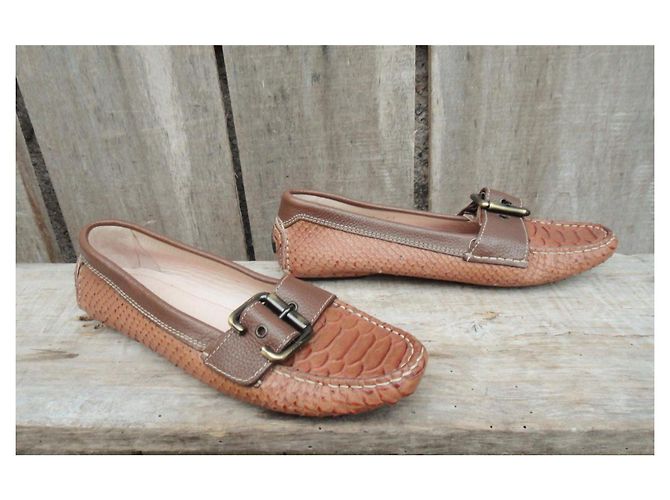Mocassini Paraboot in Pelle Marrone Chiaro Effetto Rettile - vista 5
