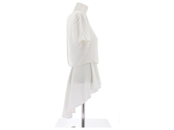Blusa Alexander McQueen Bianca con Volant e Maniche Corte Bianco - vista 3