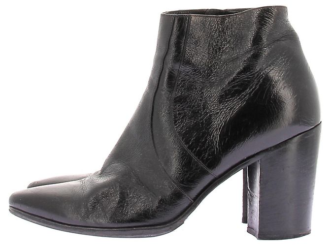 Saint Laurent Botines de tacón de cuero Negro - vista 3