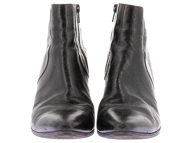 Saint Laurent Botines de tacón de cuero Negro - vista 4
