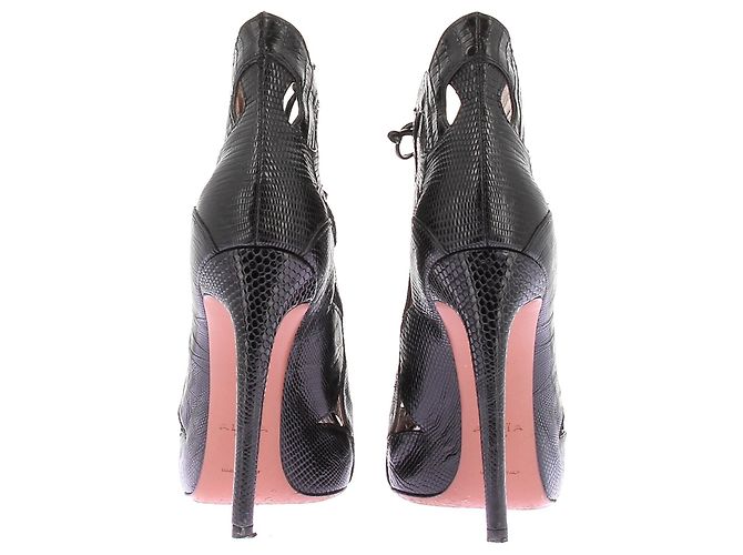 Décolleté Alaïa in pelle goffrata nera con lacci 40 Nero - vista 5