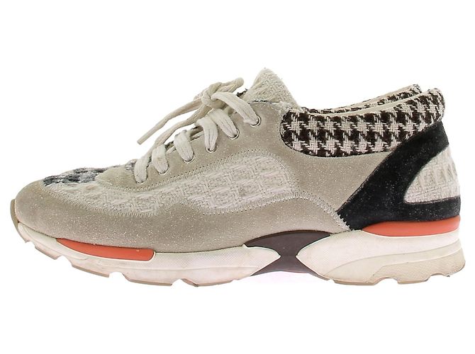 Chanel Tweed Sneaker dreifarbig weiß Größe 38.5 - Ansicht 3