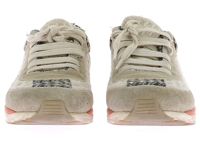 Chanel Tweed Sneaker dreifarbig weiß Größe 38.5 - Ansicht 4
