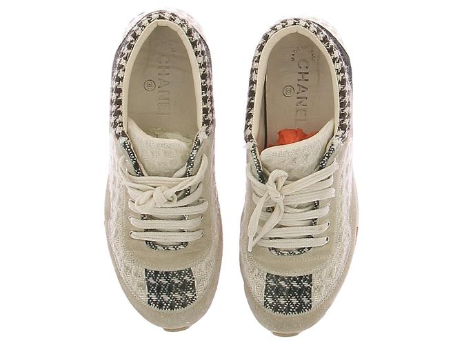 Chanel Tweed Sneaker dreifarbig weiß Größe 38.5 - Ansicht 6
