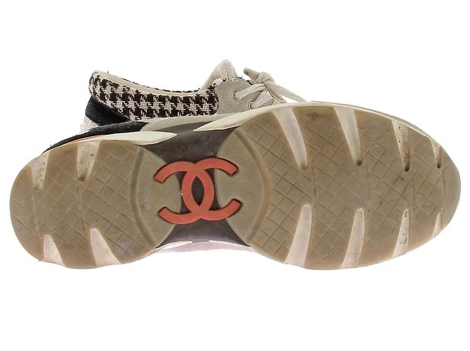 Chanel Tweed Sneaker dreifarbig weiß Größe 38.5 - Ansicht 7