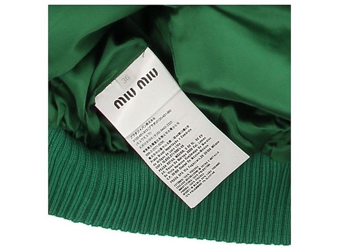 Miu Miu Satin Bomberjacke Grün mit Strasskragen - Ansicht 9