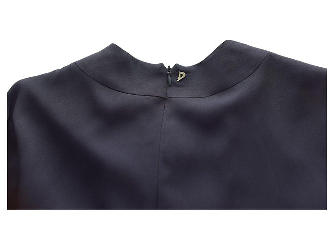Vestido mini de algodón azul Dondup con lazo cruzado y detalle de encaje - vista 7