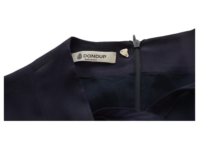 Vestido mini de algodón azul Dondup con lazo cruzado y detalle de encaje - vista 3