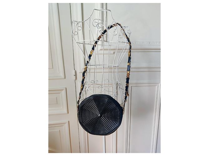 Borsa rotonda in pelle Revillon Nero D'oro Gold hardware - vista 2