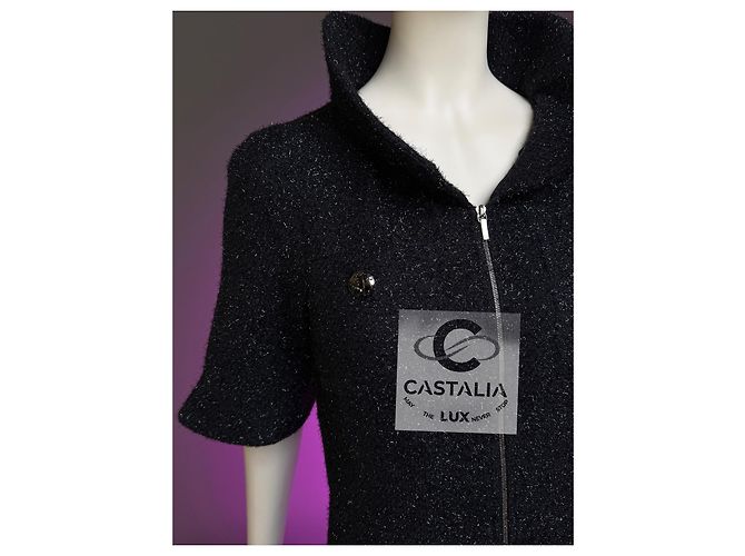 Chanel Vestido chaqueta de tweed negro brillante 40 FR - vista 16