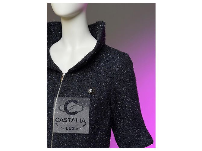 Chanel Vestido chaqueta de tweed negro brillante 40 FR - vista 9